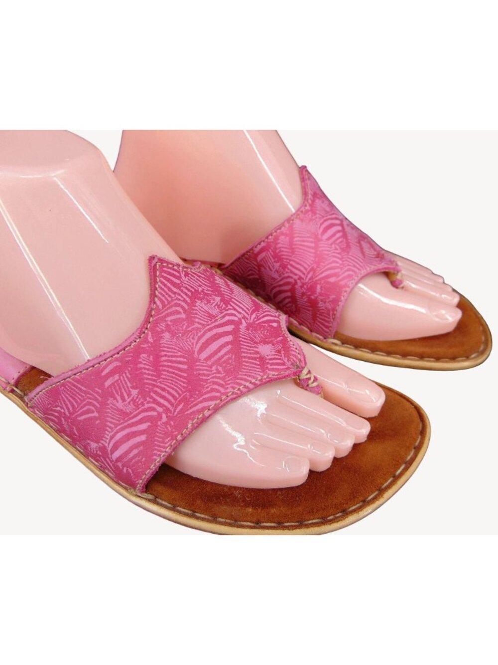 Tsonga Inkabi Pink Zebra Print Heeled Flip Flop Shoes US 9 EU 40 Molded Cone Hee